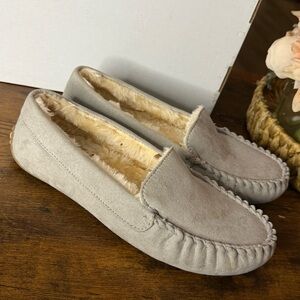 Women's Floopi Micro Fiber Gray Moccasin Slippers Memory Foam Non Skid Size 8